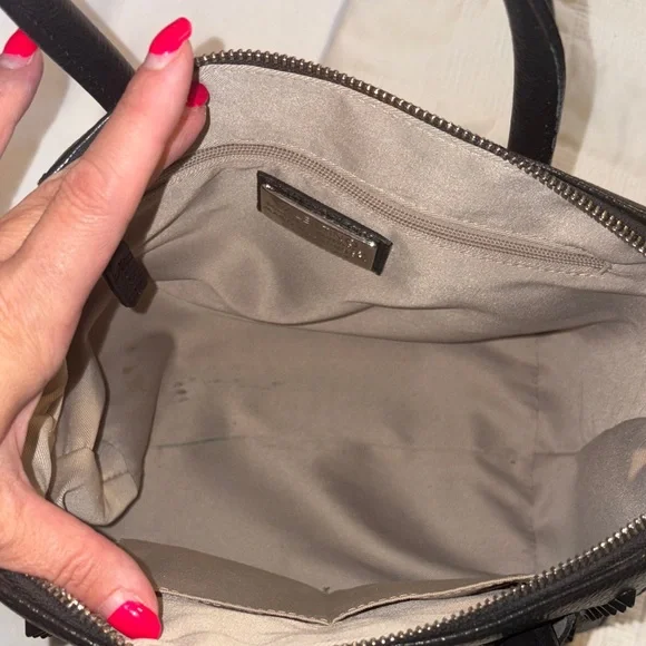 Valentino By Mario Valentino Black Textured Satchel with studs. - Picture 11 of 12